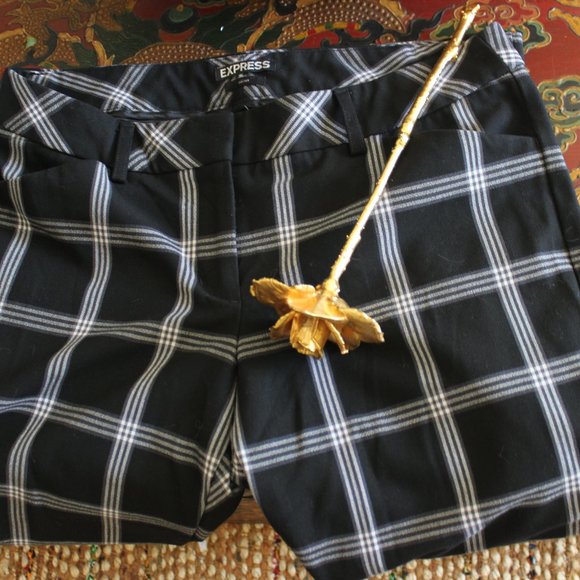 NEW* Express Editor Pants Black & White Plaid - Picture 1 of 5